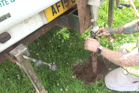 Boring for a new soil sample Boring for a new soil sample